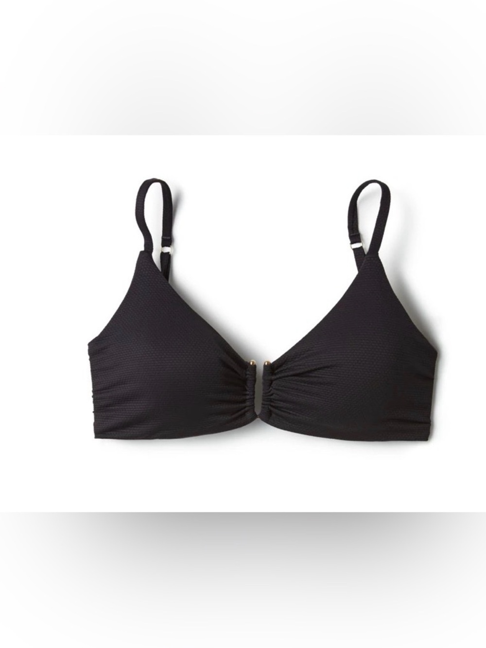 Maxswim Jules Textured Underwire Bikini Top 38DD/E Black Pique Gold Hardware